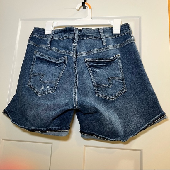 Silver Jeans Boyfriend Shorts Womens 32W/4.5L Distressed Blue Denim Mid Rise Zip - Picture 5 of 12